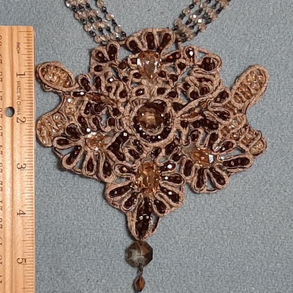 Vintage, Brown Crystal Bead Necklace - Picture 4 of 16